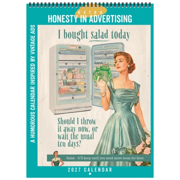 Front cover of the 2027 Retro Honesty in Advertising Deluxe Wall Calendar