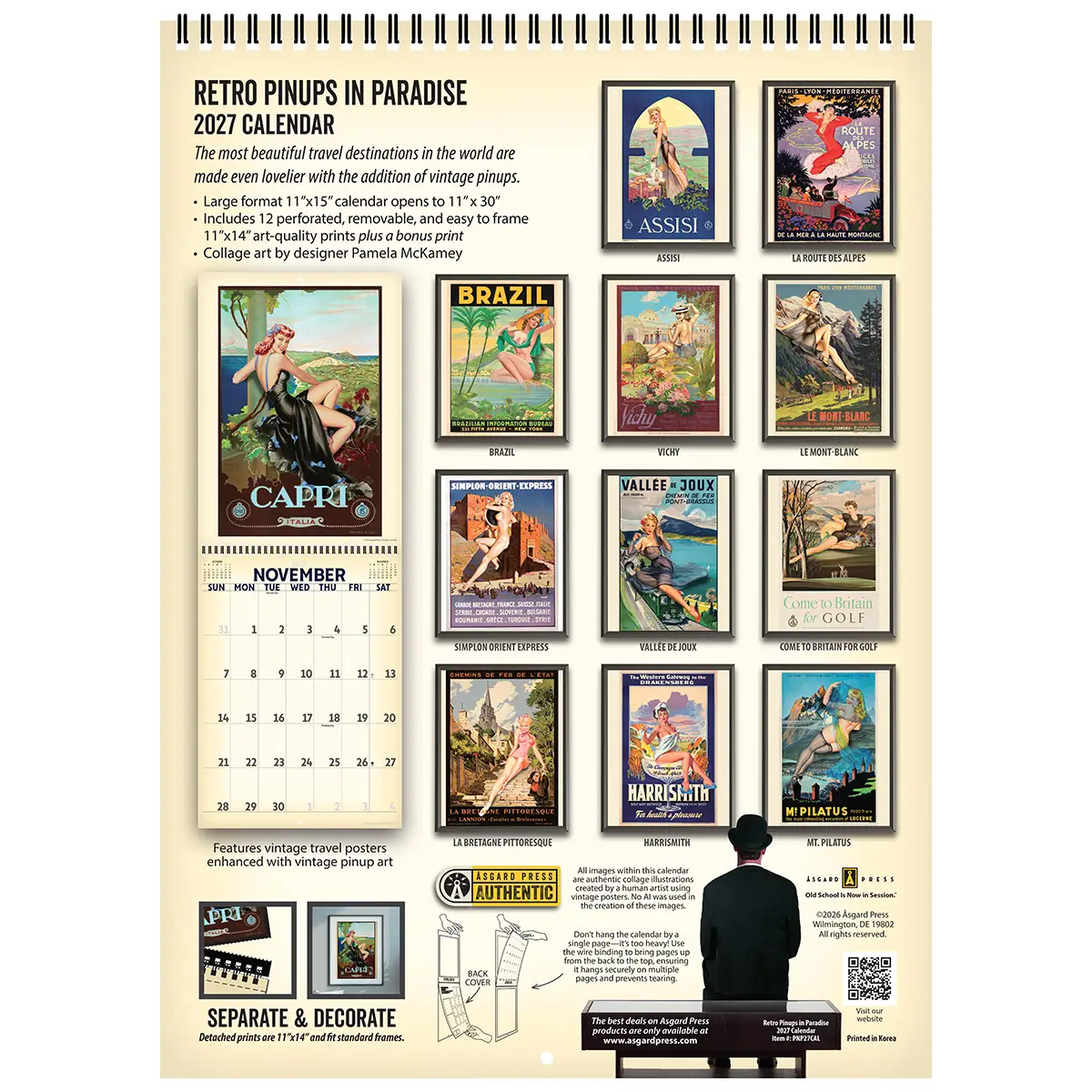 Back cover of the 2027 Retro Pinups in Paradise Deluxe Wall Calendar