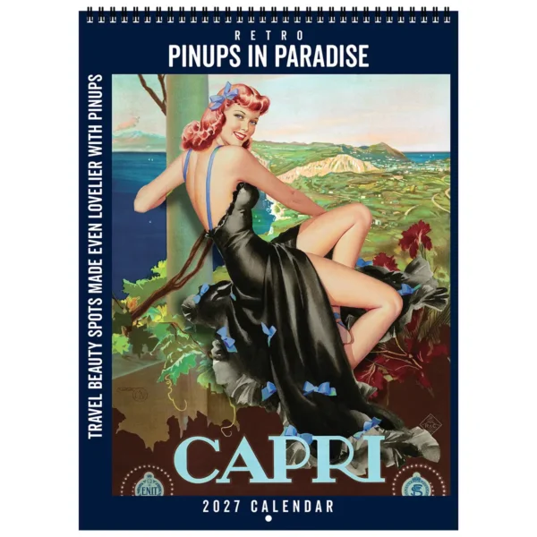 Front cover of the 2027 Retro Pinups in Paradise Deluxe Wall Calendar