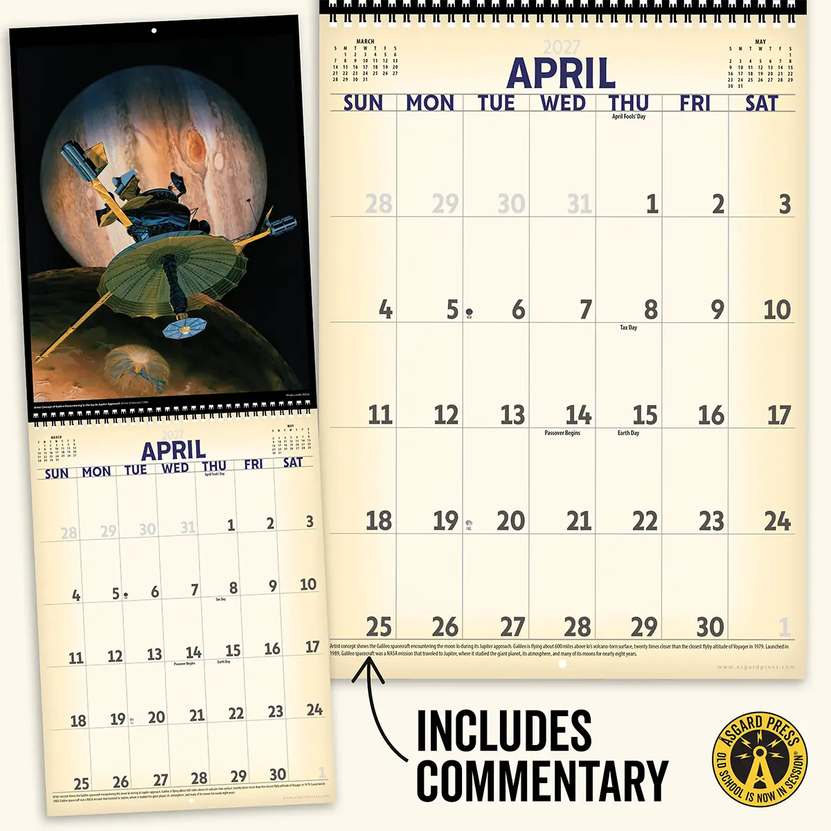 Open spread and commentary from the 2027 Vintage Art of Space Deluxe Wall Calendar