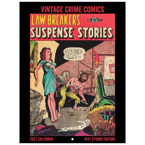 Front cover of the 2027 Vintage Crime Comics Studio Wall Calendar