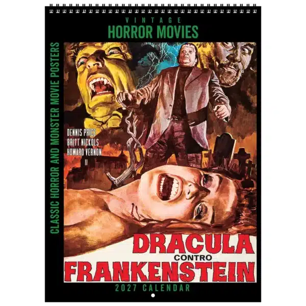 Front cover of the 2027 Vintage Horror Movies Deluxe Wall Calendar