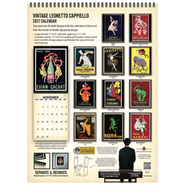 Back cover of the 2027 Vintage Leonetto Cappiello Deluxe Wall Calendar