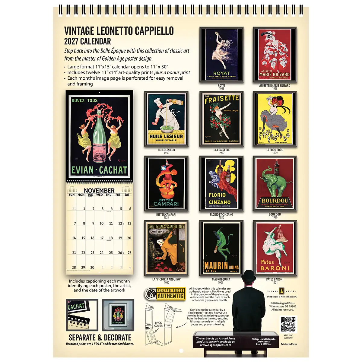 Back cover of the 2027 Vintage Leonetto Cappiello Deluxe Wall Calendar