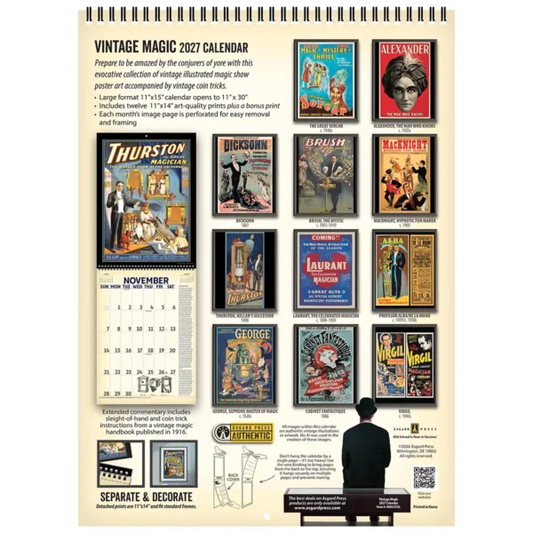 Back cover of the 2027 Vintage Magic Deluxe Wall Calendar