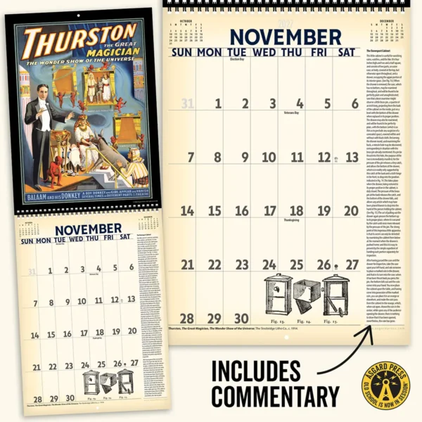 Open spread and commentary from the 2027 Vintage Magic Deluxe Wall Calendar