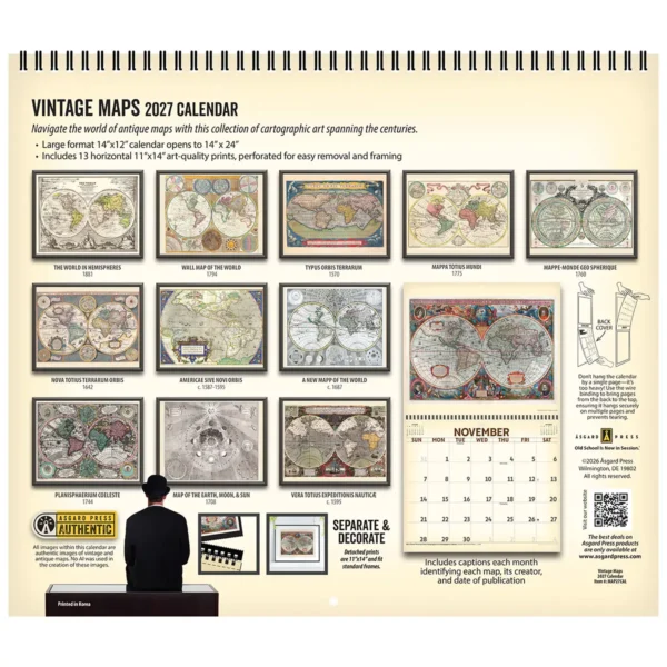 Back cover of the 2027 Vintage Maps Deluxe Wall Calendar
