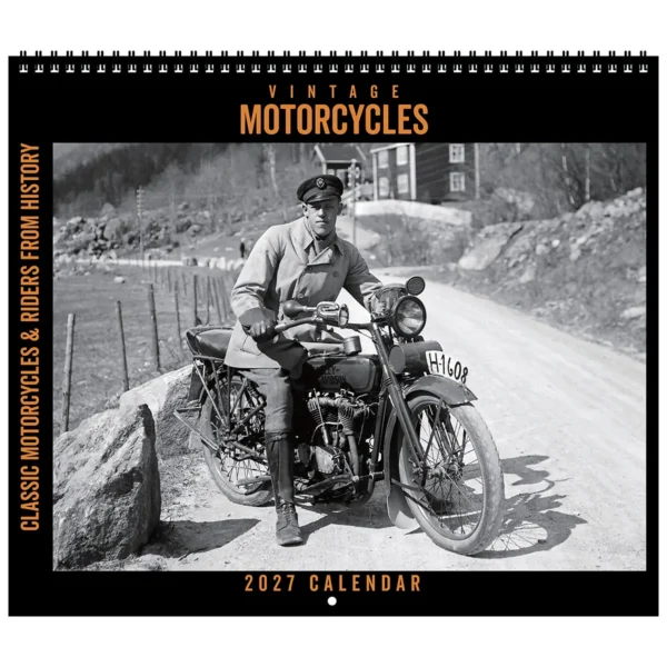 Front cover of the 2027 Vintage Motorcycles Deluxe Wall Calendar