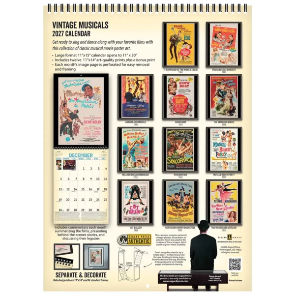 Back cover of the 2027 Vintage Musicals Deluxe Wall Calendar