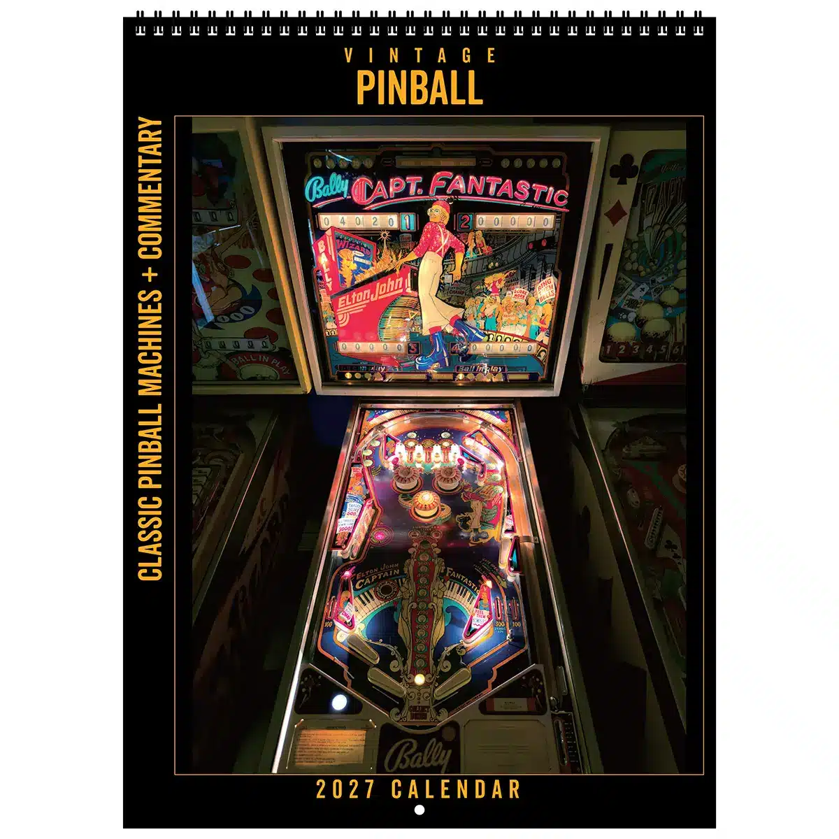 Front cover of the 2027 Vintage Pinball Deluxe Wall Calendar