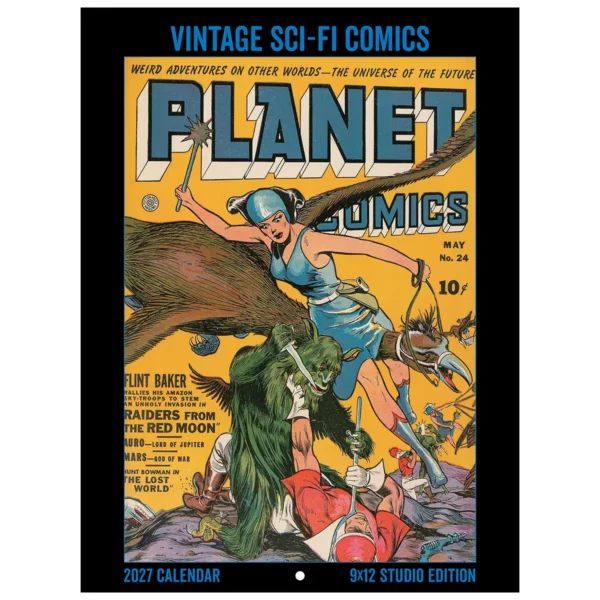 Front cover of the 2027 Vintage Sci-Fi Comics Studio Wall Calendar