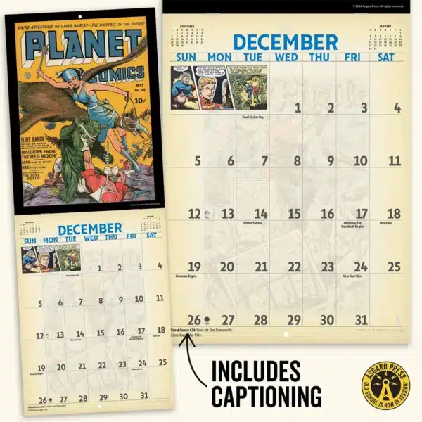Open spread and commentary from the 2027 Vintage Sci-Fi Comics Studio Wall Calendar