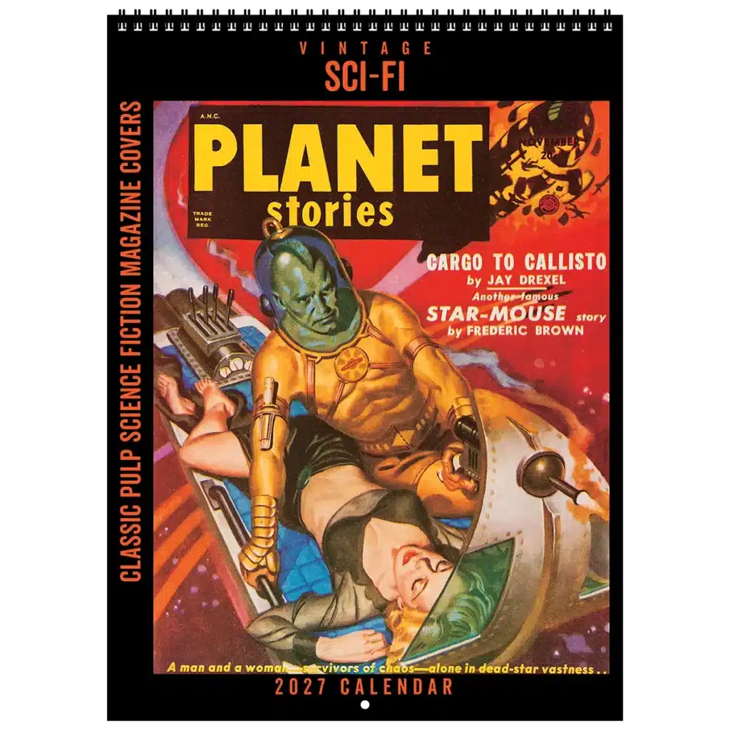 Front cover of the 2027 Vintage Sci-Fi Deluxe Wall Calendar