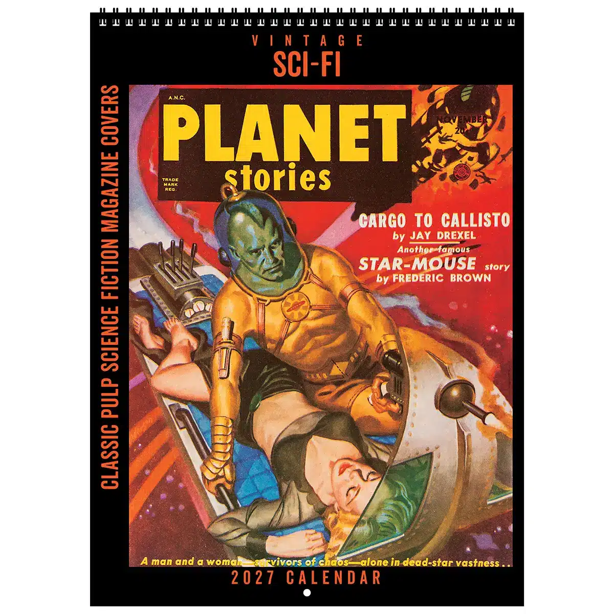 Front cover of the 2027 Vintage Sci-Fi Deluxe Wall Calendar