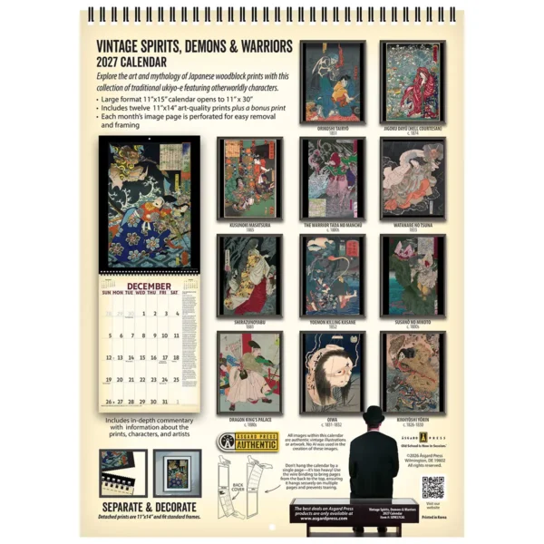 Back cover of the 2027 Vintage Spirts, Demons, & Warriors Deluxe Wall Calendar