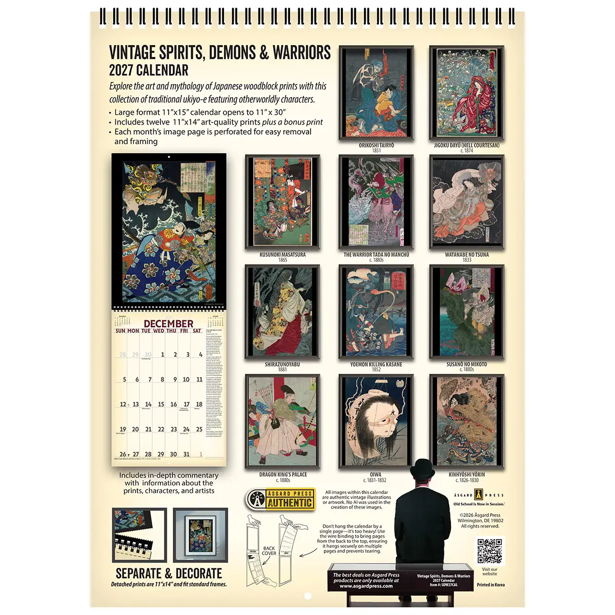 Back cover of the 2027 Vintage Spirts, Demons, & Warriors Deluxe Wall Calendar