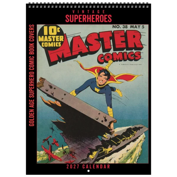 Front cover of the 2027 Vintage Superheroes Deluxe Wall Calendar