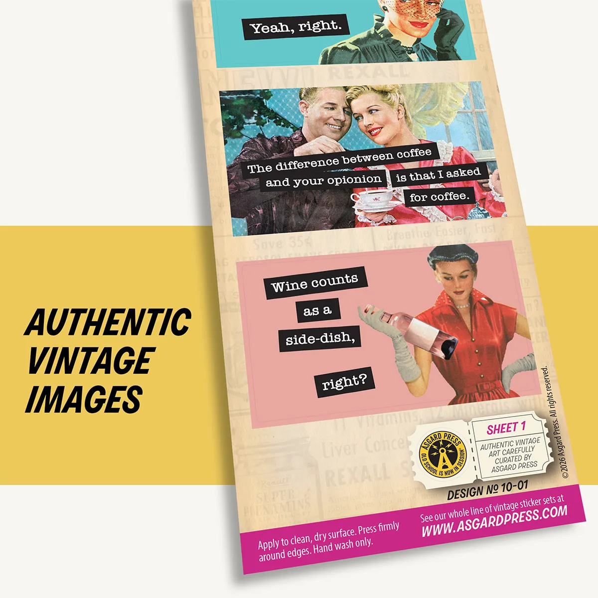 Graphic showing authentic vintage artwork of Retro World of Women sticker sheet