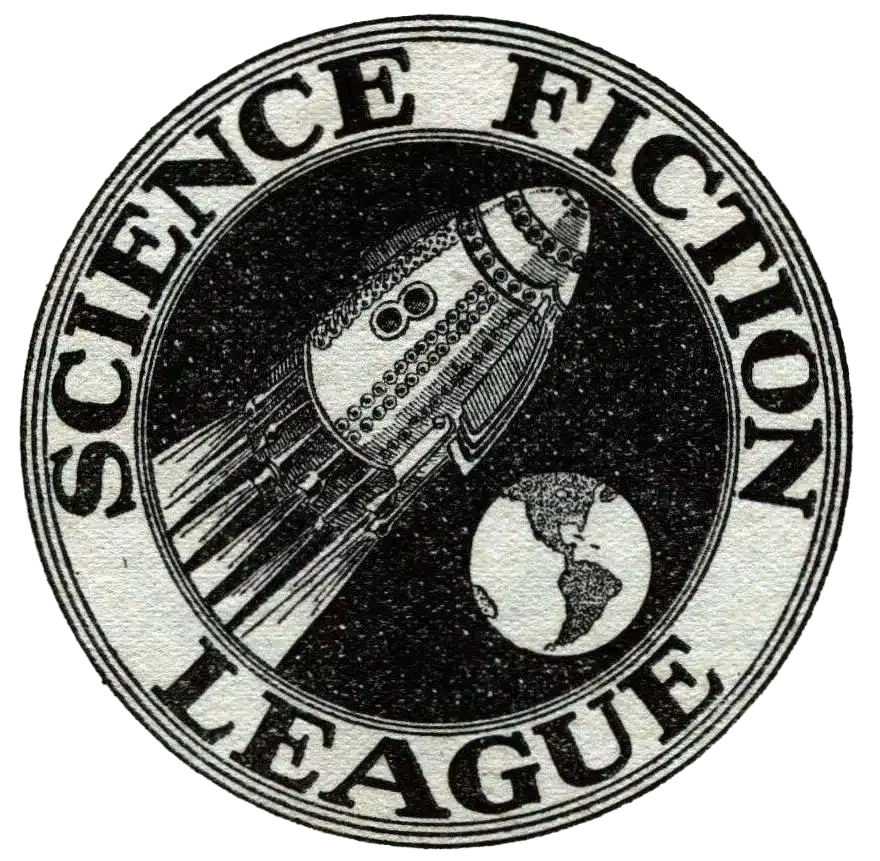 Emblem for the Science Fiction League, a sci-fi fandom founded in 1934.