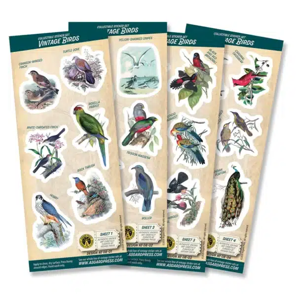 4-Sheet Vintage Birds Sticker Set