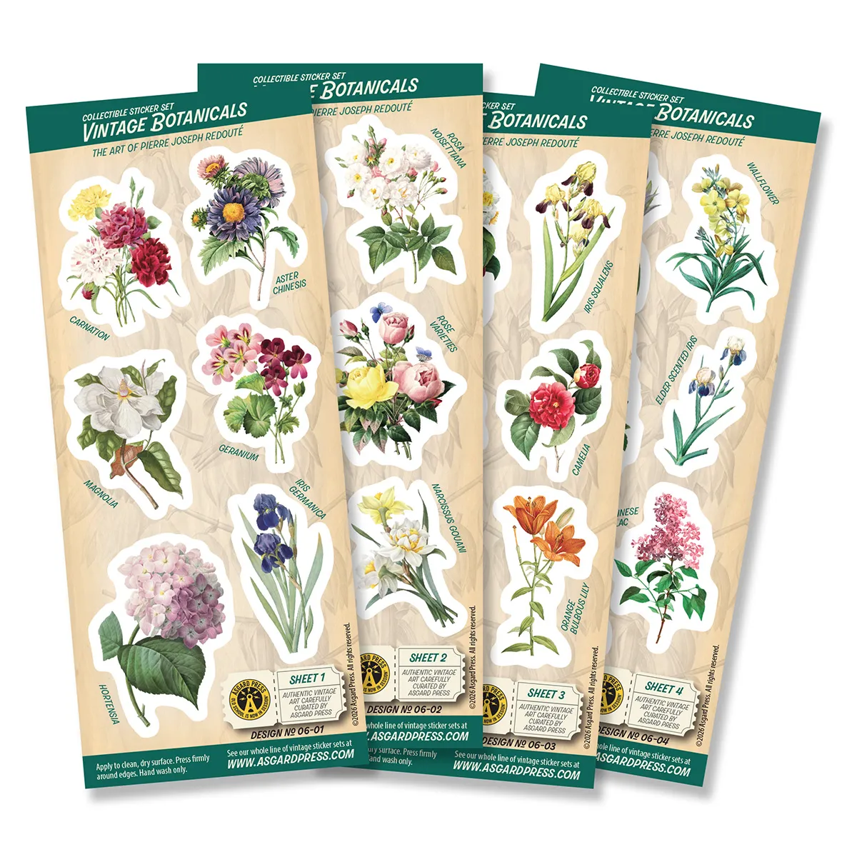 4-Sheet Vintage Botanicals Sticker Set
