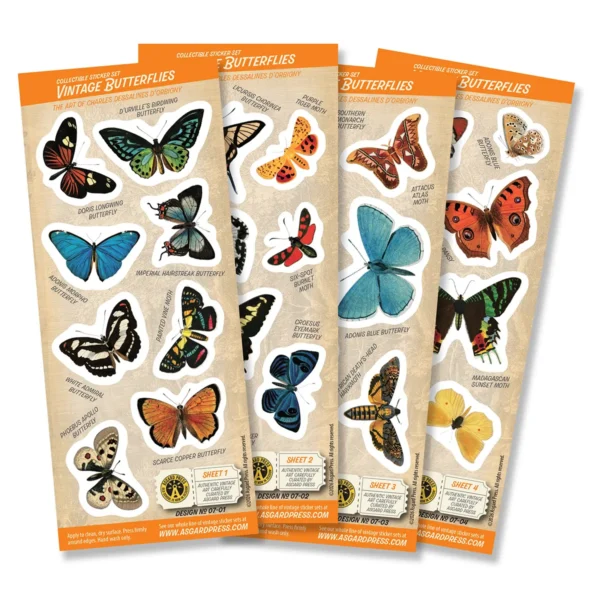4-Sheet Vintage Butterflies Sticker Set