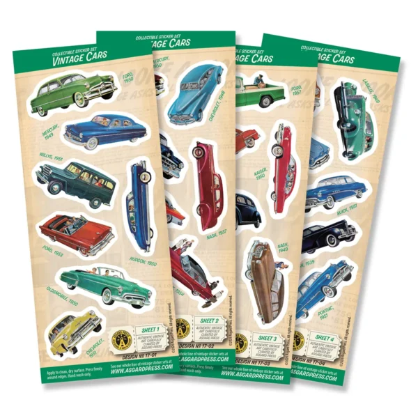 4-Sheet Vintage Cars Sticker Set