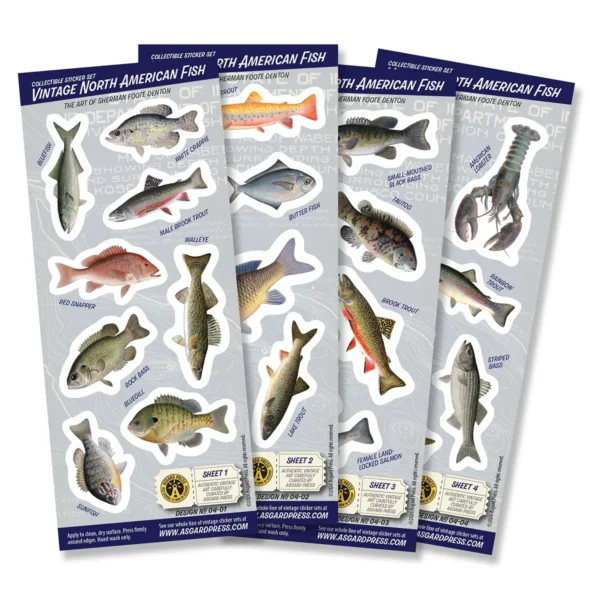 4-Sheet Vintage Fish Sticker Set