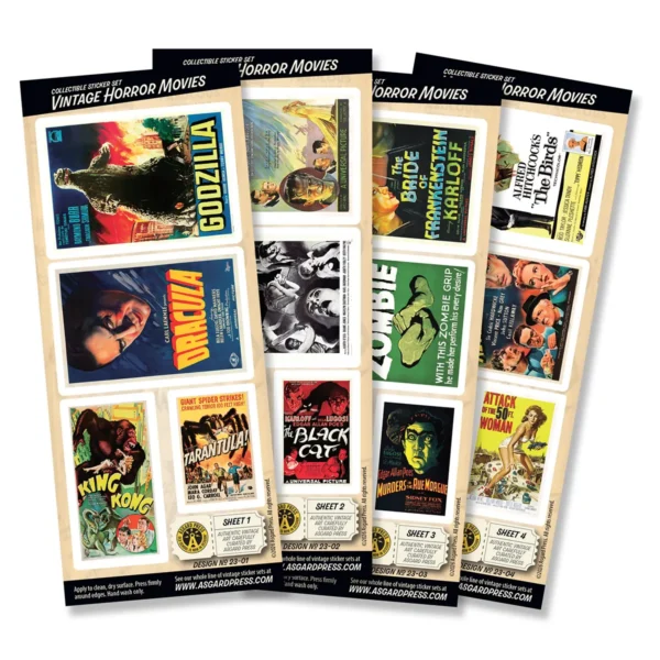 4-Sheet Vintage Horror Movies Sticker Set