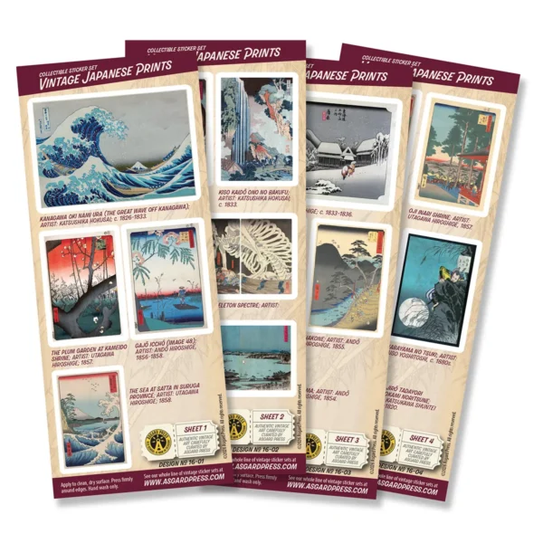 4-Sheet Vintage Japanese Prints Sticker Set