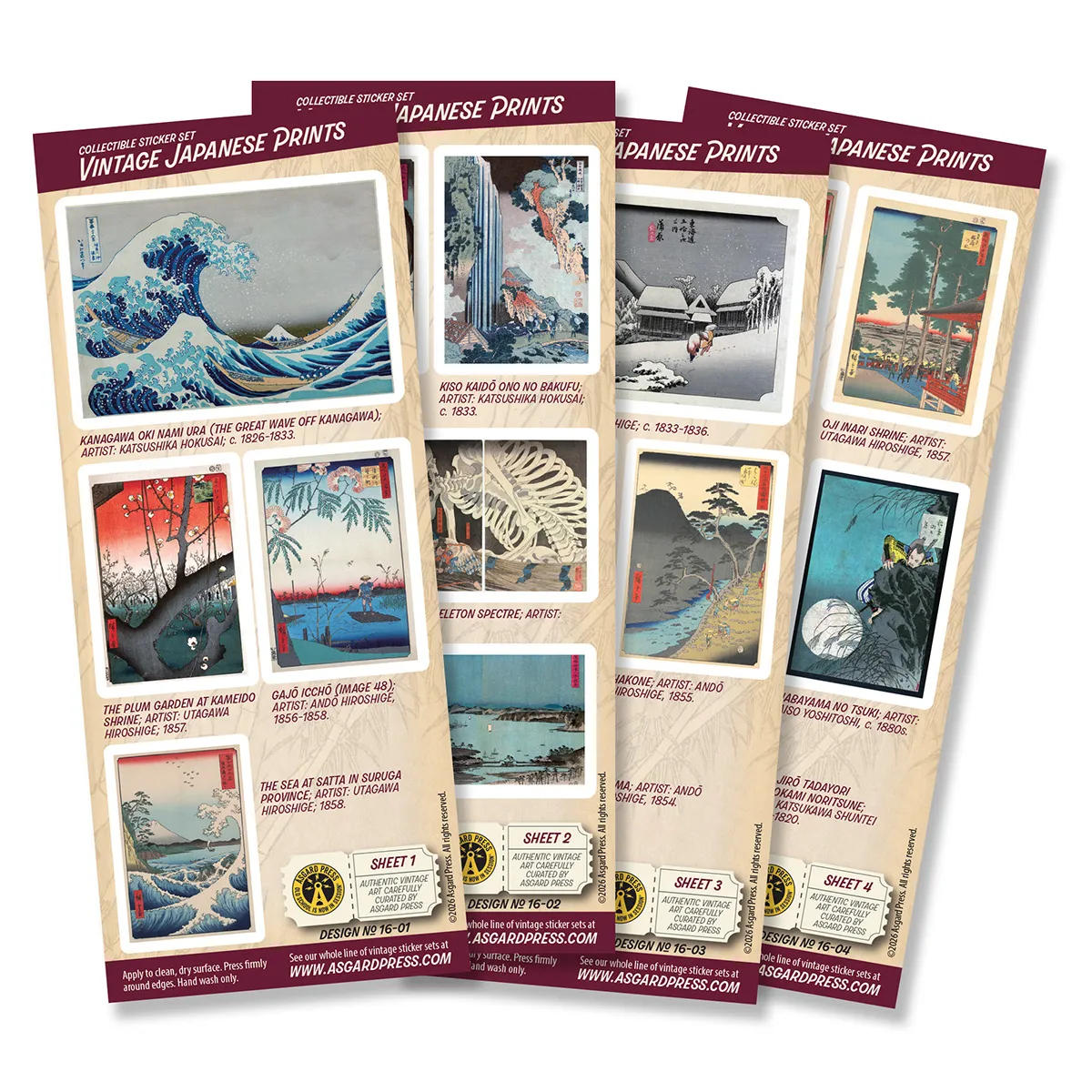 4-Sheet Vintage Japanese Prints Sticker Set