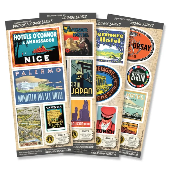 4-Sheet Vintage Luggage Labels Sticker Set