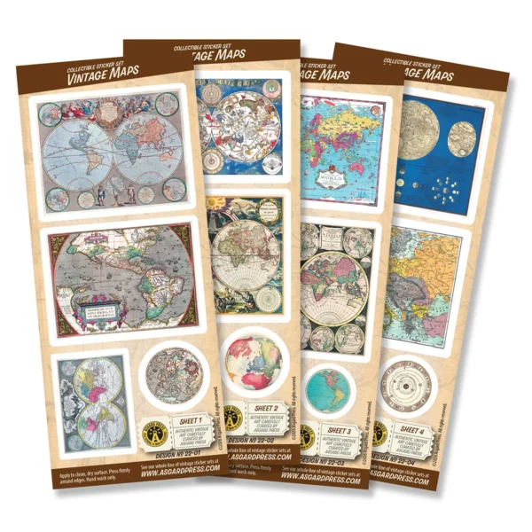 4-Sheet Vintage Maps Sticker Set