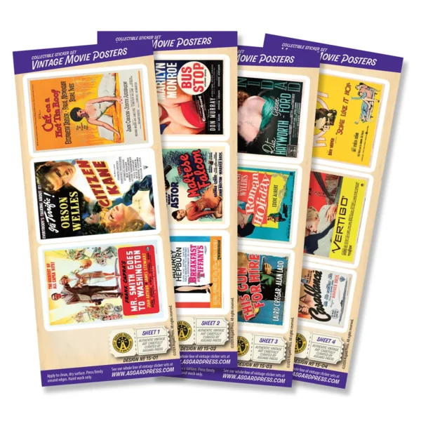 4-Sheet Vintage Movie Posters Sticker Set