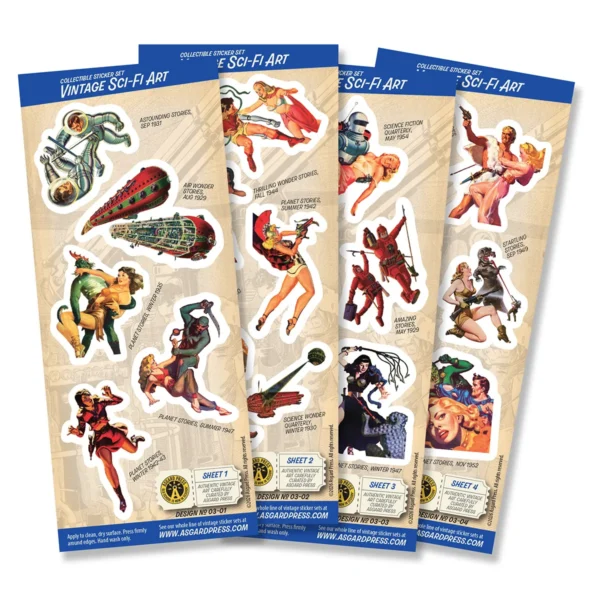 4-Sheet Vintage Sci-Fi Art Sticker Set