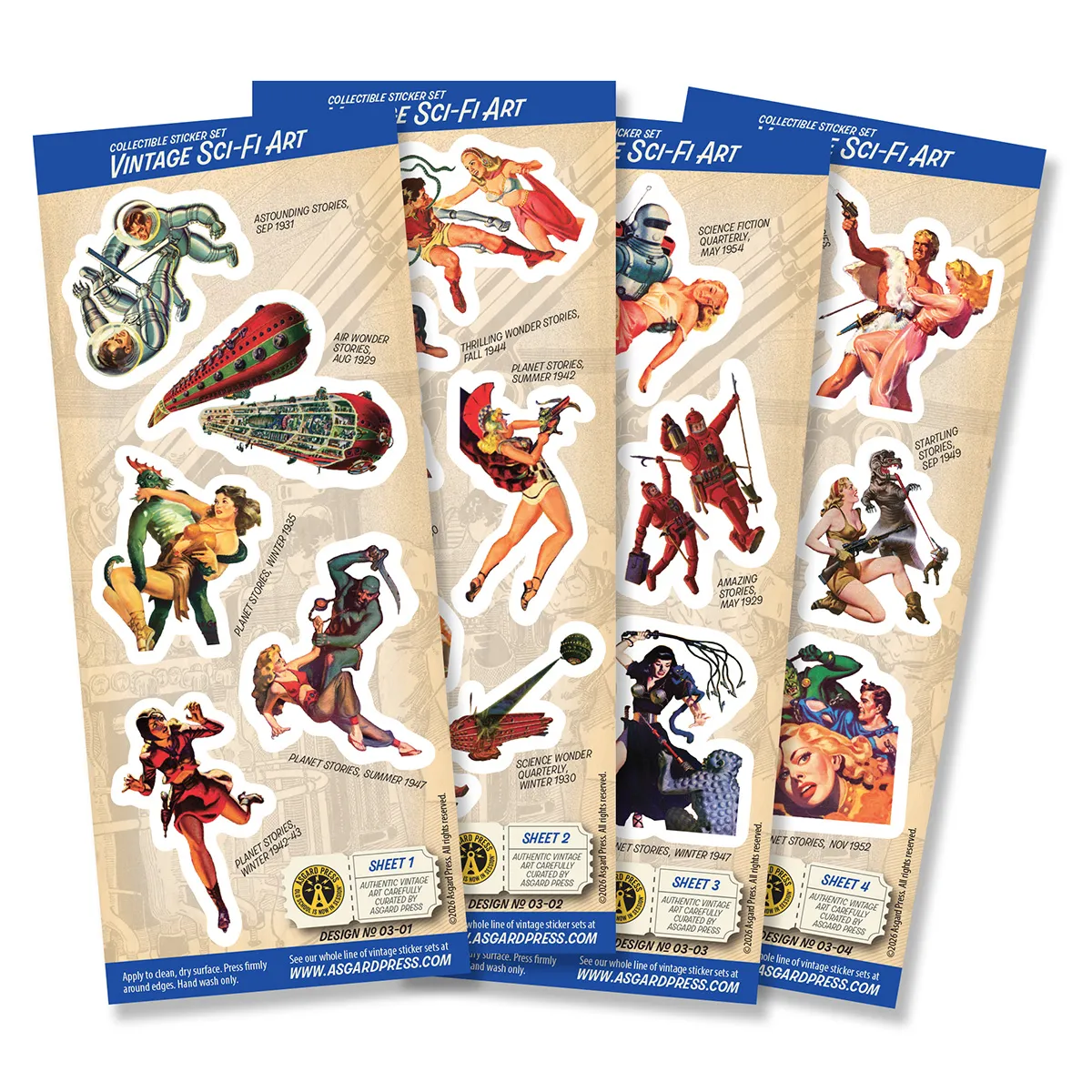 4-Sheet Vintage Sci-Fi Art Sticker Set