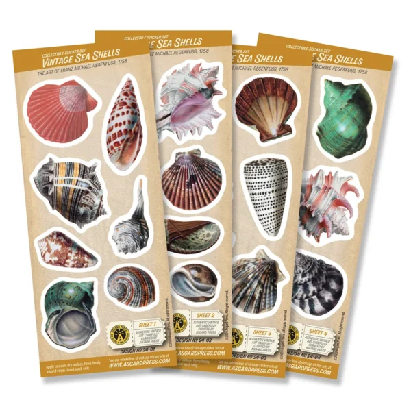 4-Sheet Vintage Sea Shells Sticker Set