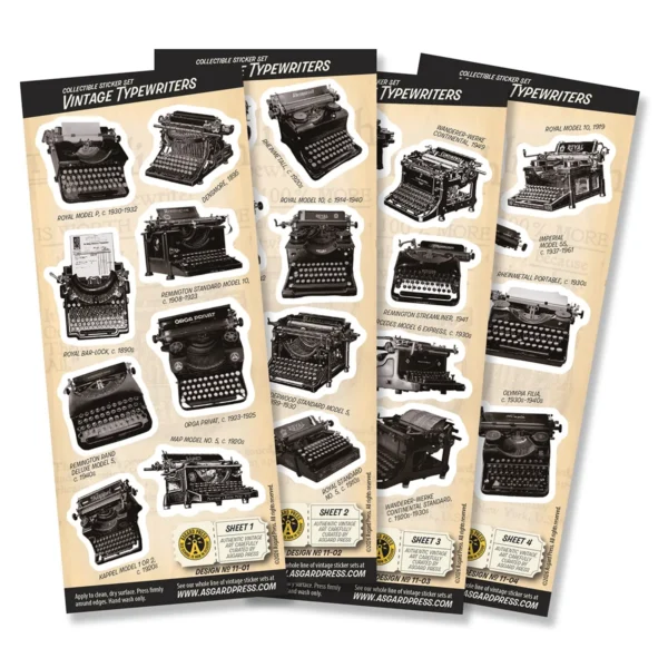 4-Sheet Vintage Typewriters Sticker Set