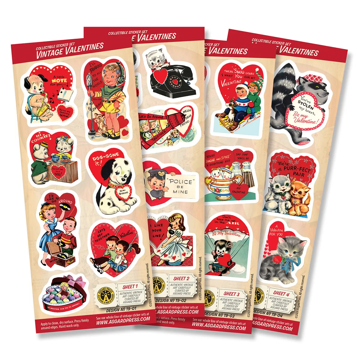 4-Sheet Vintage Valentines Sticker Set