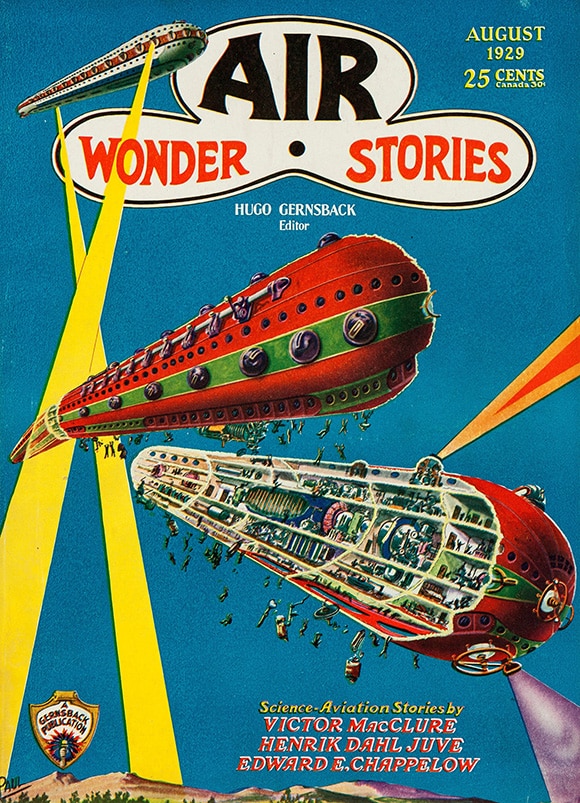 Cover art for the August 1929 issue of Air Wonder Stories.