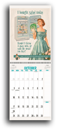 Sample calendar spread hanging behind couple