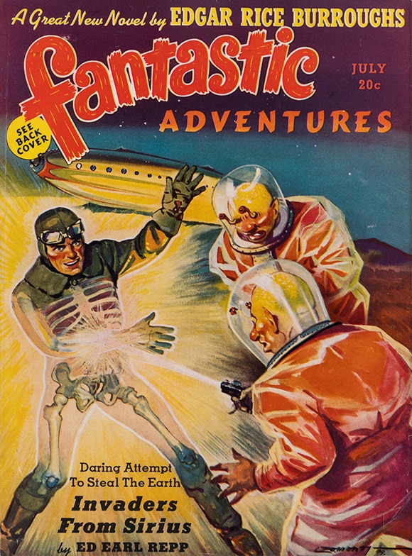 Cover art for the July 1939 issue of Fantastic Adventures.