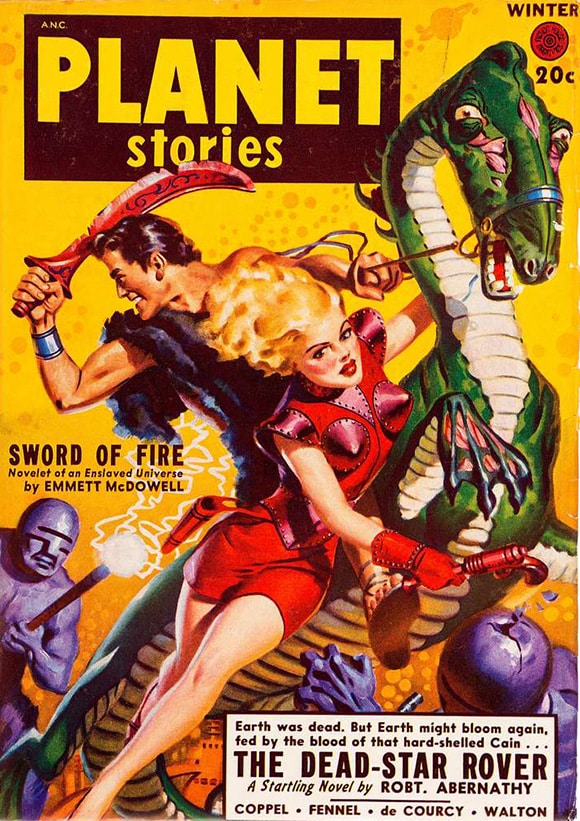 Cover art for the winter 1949 issue of Planet Stories.