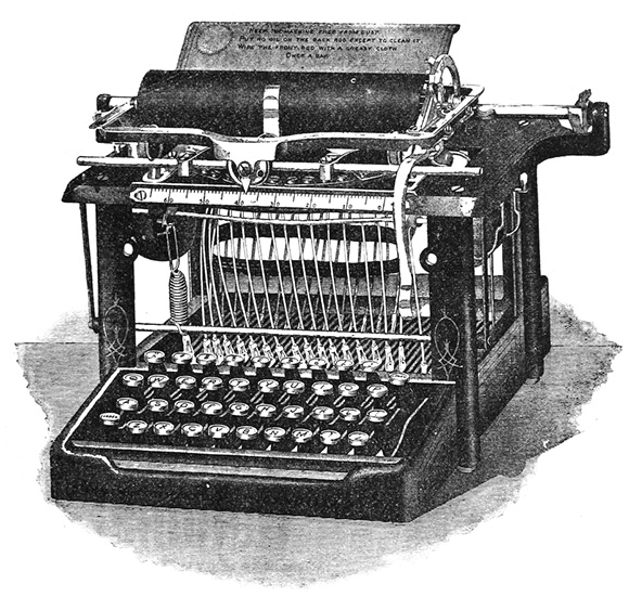 Old advertising image of a Remington Standard typewriter, dated 1890.